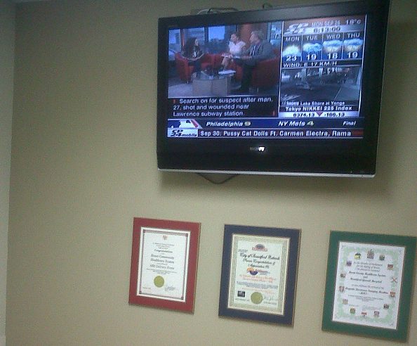TV commercials for hospital visitors in waiting rooms.