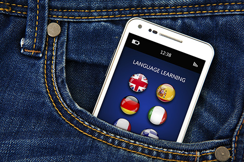 Smartphone with language learning app
