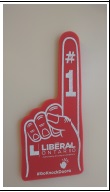 Liberal Giant Finger Political Sign