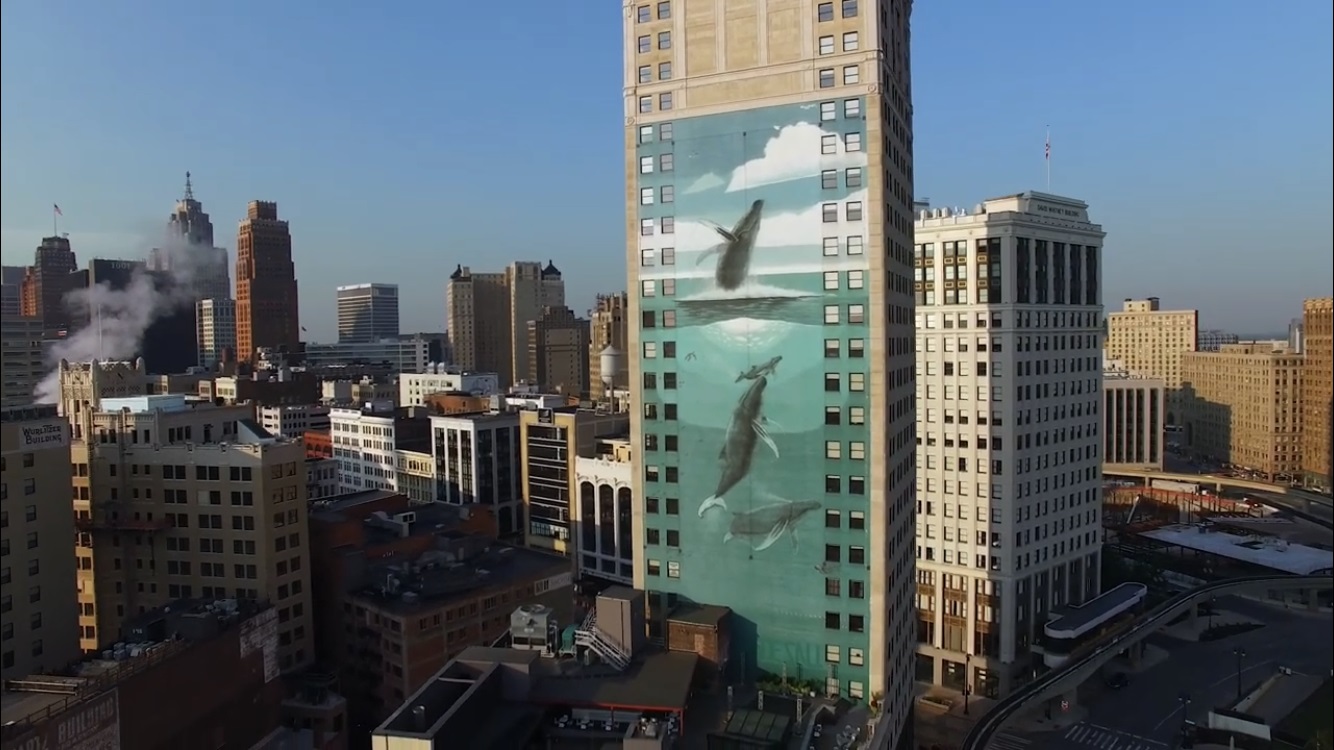 Environmental Artist Uses Large Scale Building Murals To Promote Marine Life