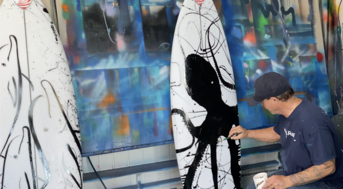 Wyland paints team usa Tokyo Olympics surf boards